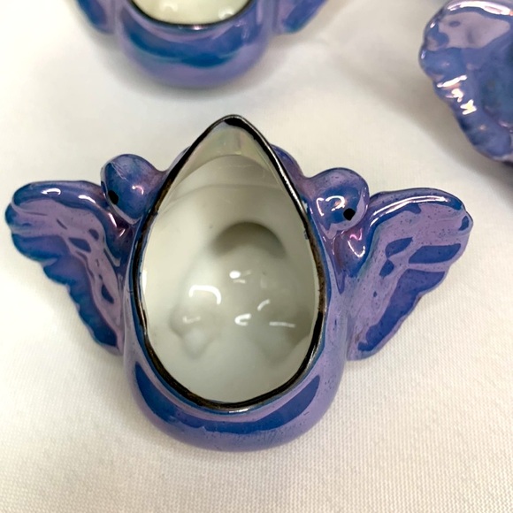 Set of 3 vintage RARE porcelain blue bird salt cellars made in Japan - Picture 5 of 6